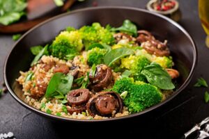 quinoa mushrooms spinach broccoli