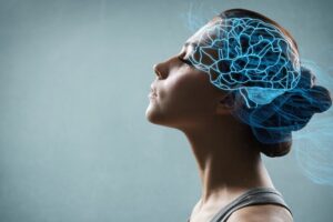 Ai,Artificial,Intelligence,Concept.,Young,Woman,With,Brain,Icon