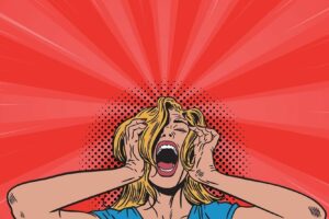 A,Desperate,Pop,Art,Girl,Screams.,Vector,Illustration. A,Desperate,Pop,Art,Girl,Screams.,Vector,Illustration.